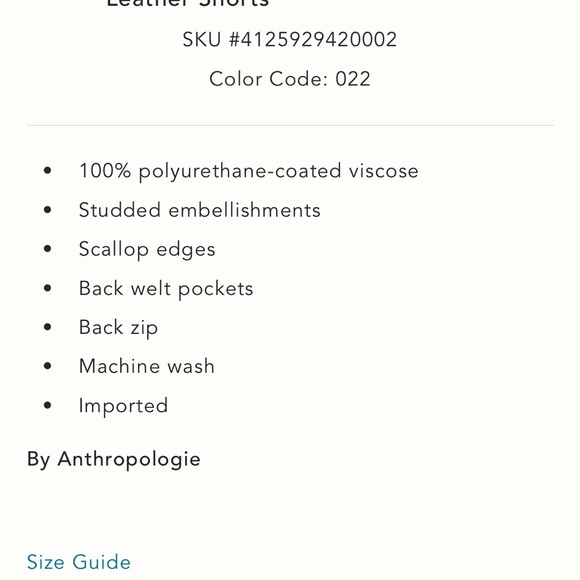 Anthropologie Studded Faux
Leather Shorts, Size 10 UK 14 - Picture 11 of 11